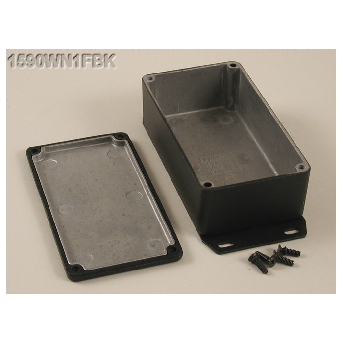 1590WN1FBK | DIECAST ALUMINIUM ENCLOSURE BLACK FLANGED IP65 121x66x35mm