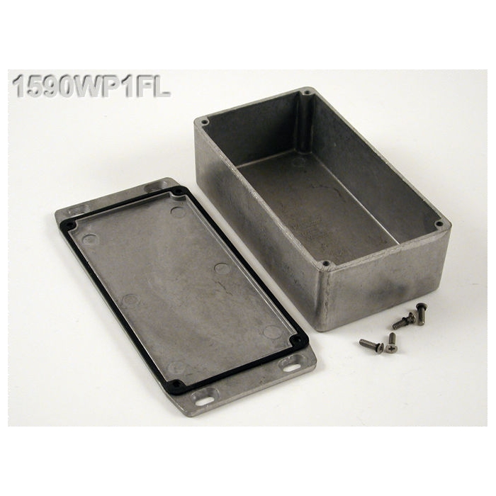 1590WP1FL | DIECAST ALUMINIUM ENCLOSURE NATURAL FLANGED IP65 153x82x46mm