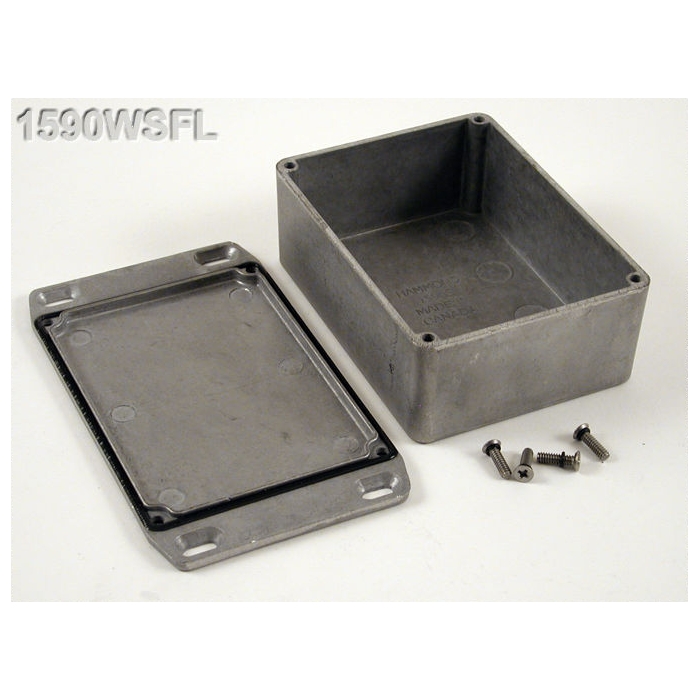 1590WSFL | DIECAST ALUMINIUM ENCLOSURE NATURAL FLANGED IP65 111x82x40mm