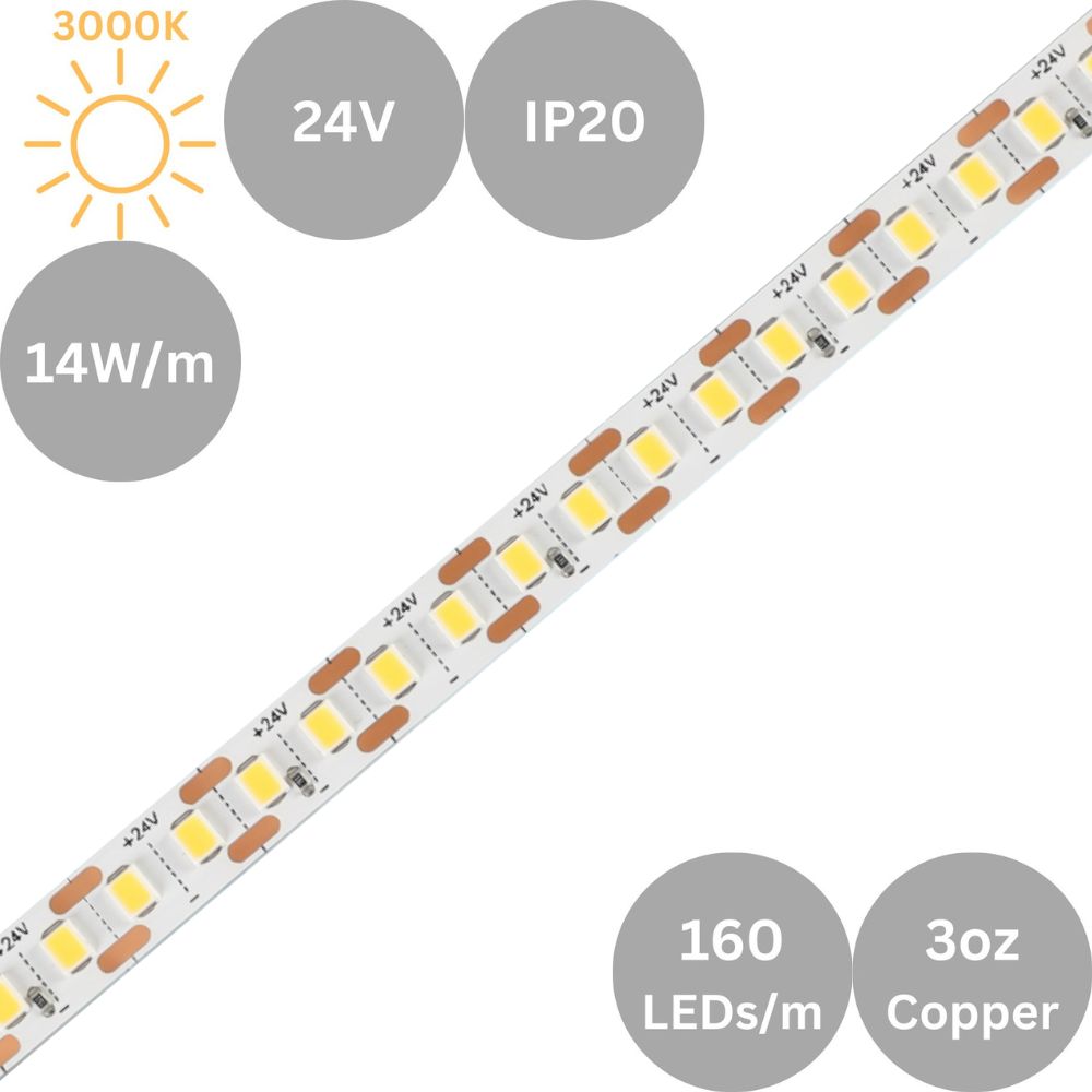 LED STRIP 14W/M 3000K 24V IP20