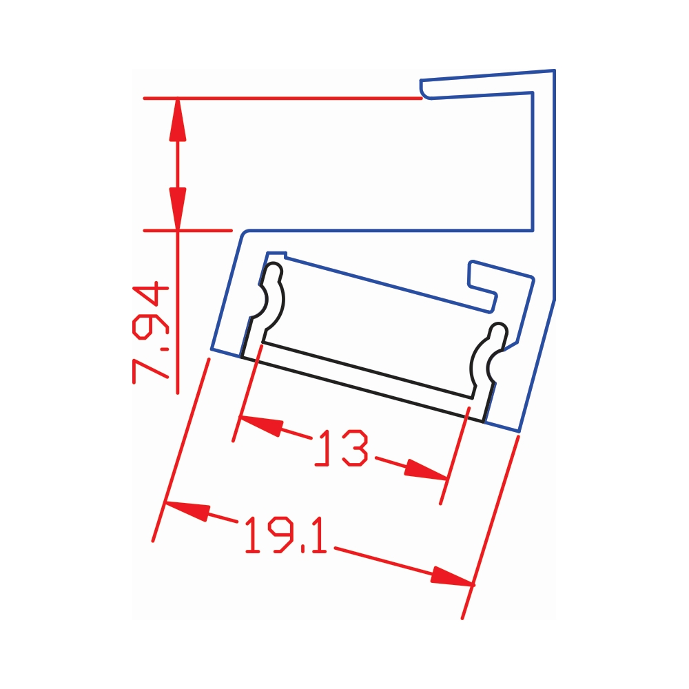 ALUMINIUM PROFILE WITH OPAQUE COVER 3M LENGTH FOR 8MM GLASS - Image 2