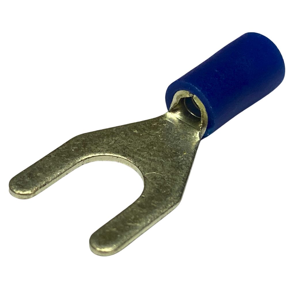 SVL2-6 | INSULATED FORK TERMINAL 6.4MM BLUE 27MM LENGTH