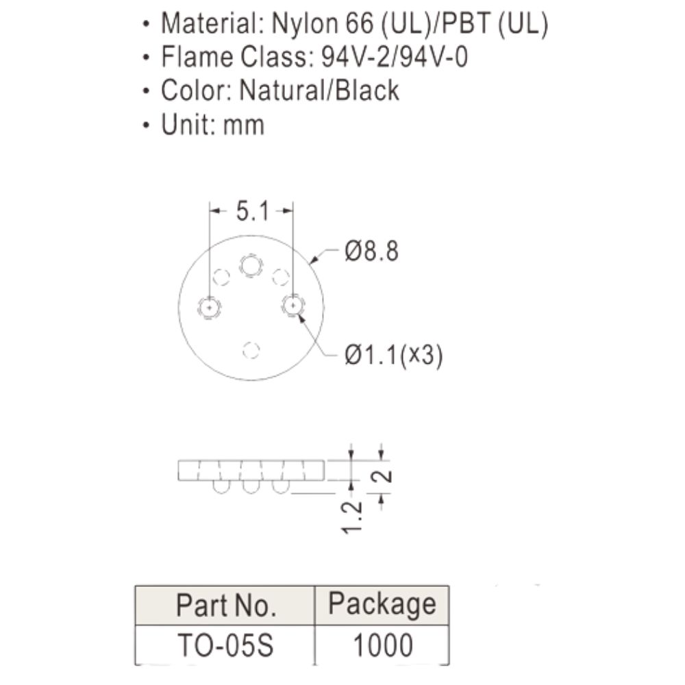 Nylon Transistor Washer To Suit TO-05 Package - Image 2