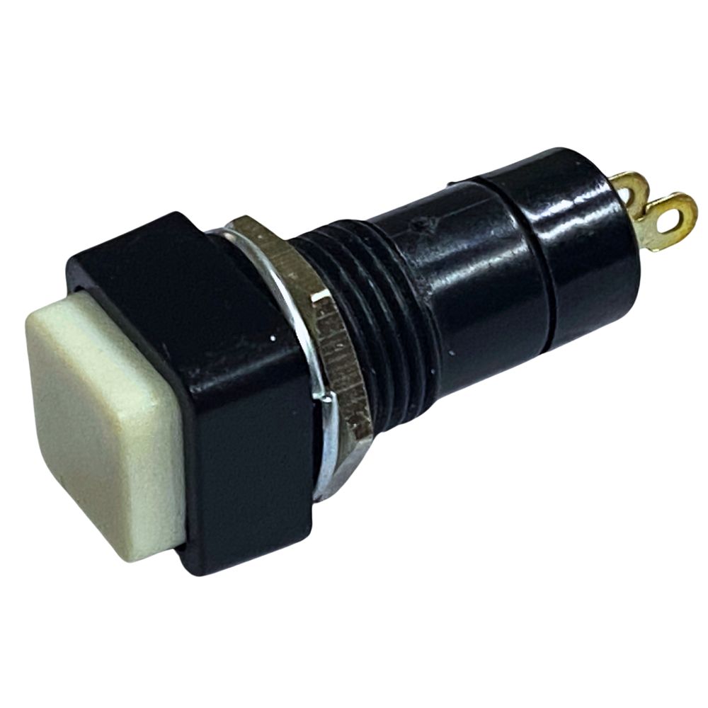 SQUARE PUSH BUTTON SWITCH SPST-NO ALTERNATE OFF-ON WHITE