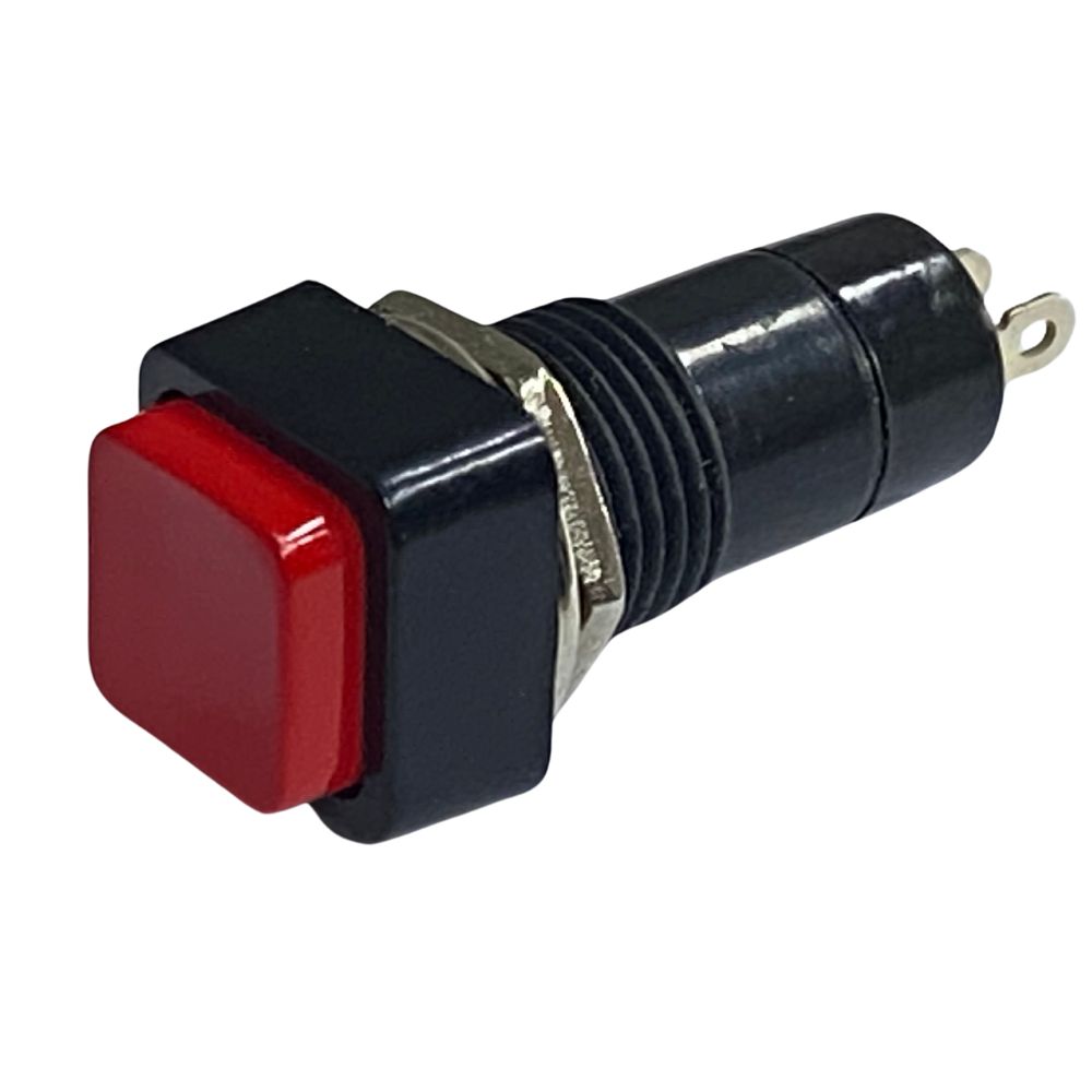 SQUARE PUSH BUTTON SWITCH MOMENTARY ON-(OFF) RED