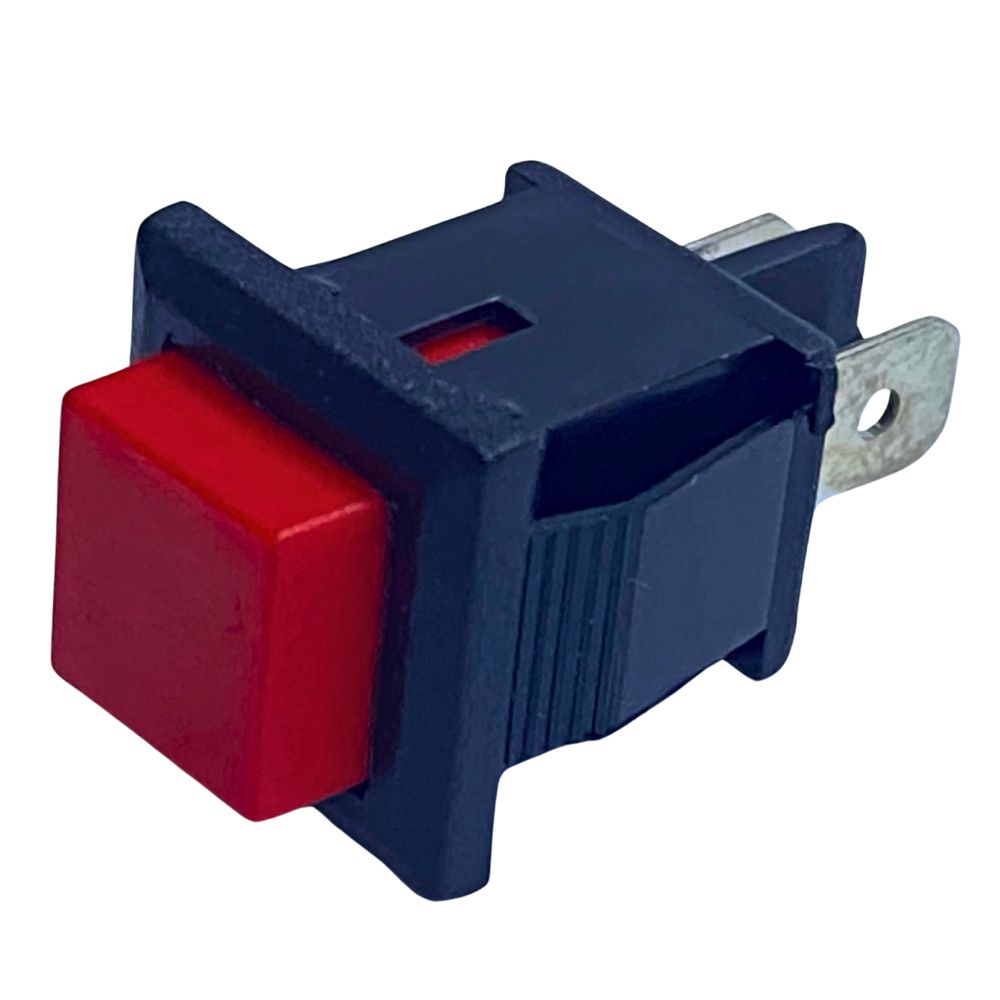 SQUARE PUSH BUTTON SWITCH SPST-NO MOMENTARY OFF-(ON) RED
