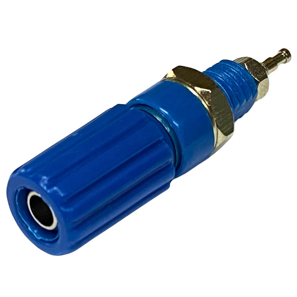 JR2639BLU | CAPTIVE HEAD BINDING POST 10A BLUE WITH 4MM BANANA SOCKET