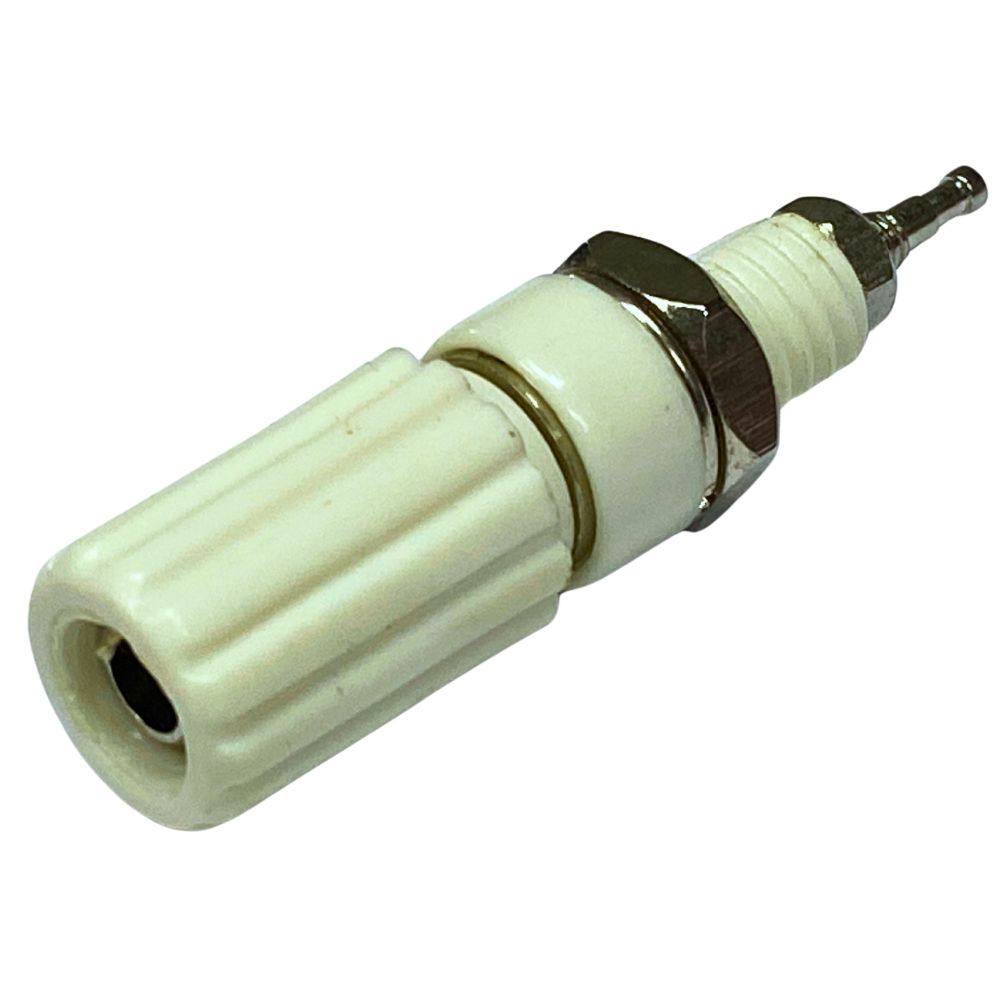 JR2639WHI | CAPTIVE HEAD BINDING POST 10A WHITE WITH 4MM BANANA SOCKET