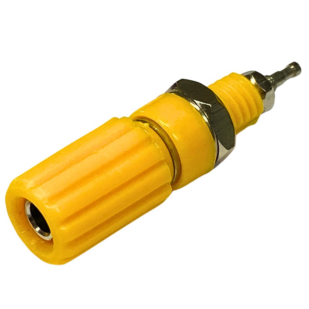 JR2639YEL | CAPTIVE HEAD BINDING POST 10A YELLOW WITH 4MM BANANA SOCKET