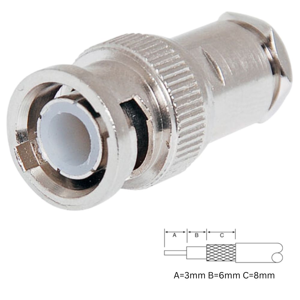 P0514A | SOLDER TYPE BNC PLUG TO SUIT RG58 COAXIAL CABLE