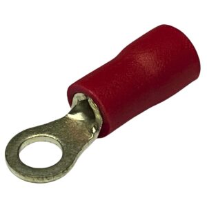 RV1-3.2 | INSULATED RING TERMINAL RED 3.2MM STUD 17.5MM LENGTH