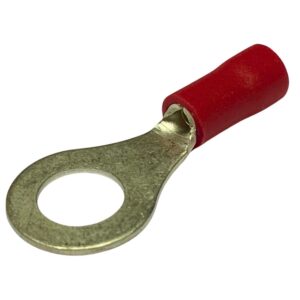 RV1-6 | INSULATED RING TERMINAL RED 6.4MM STUD 26.8MM LENGTH