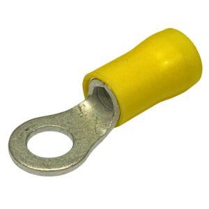 RV5-5 | INSULATED RING TERMINAL YELLOW 5.3MM STUD 26MM LENGTH