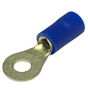 RVL2-3.7 | INSULATED RING TERMINAL BLUE 3.7MM STUD 21.8MM LENGTH