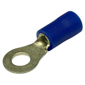 RVL2-4 | INSULATED RING TERMINAL BLUE 4.3MM STUD 21.8MM LENGTH