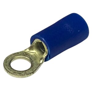 RVS2-3.7 | INSULATED RING TERMINAL BLUE 3.7MM STUD 17.8MM LENGTH
