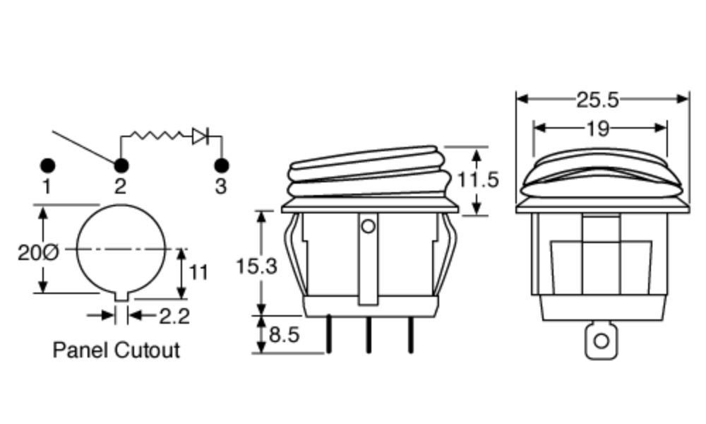 ROCKER SWITCH SPST ROUND IP65 ILLUMINATED - Image 2