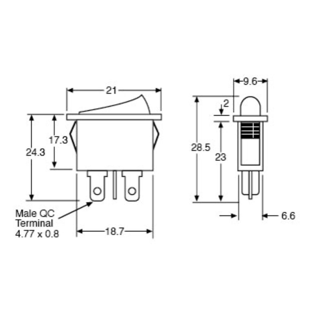 ROCKER SWITCH SPST 6A MINI - Image 2