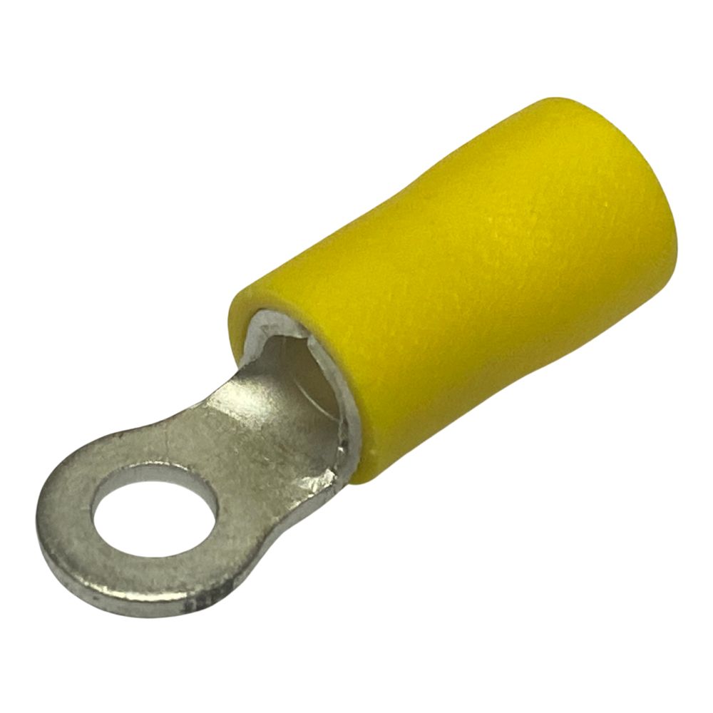 RV5-3.7 | INSULATED RING TERMINAL YELLOW 3.7MM STUD 22.7MM LENGTH