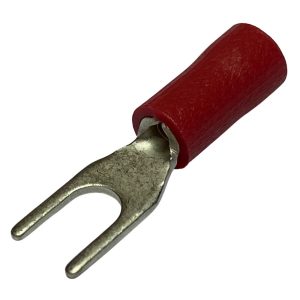 SVS1-3.7 | INSULATED FORK TERMINAL RED 3.7MM STUD 21MM LENGTH