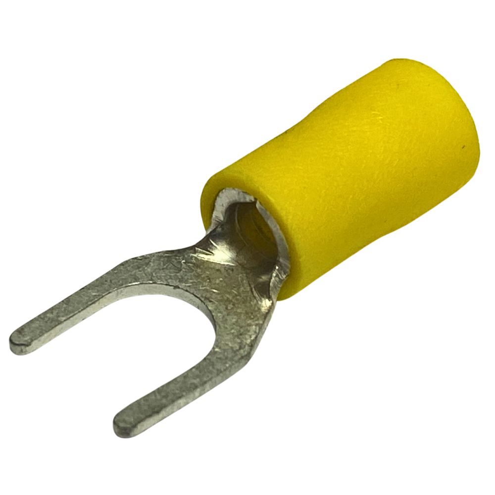 SVS5-6 | INSULATED FORK TERMINAL 6.4MM YELLOW 25.5MM LENGTH